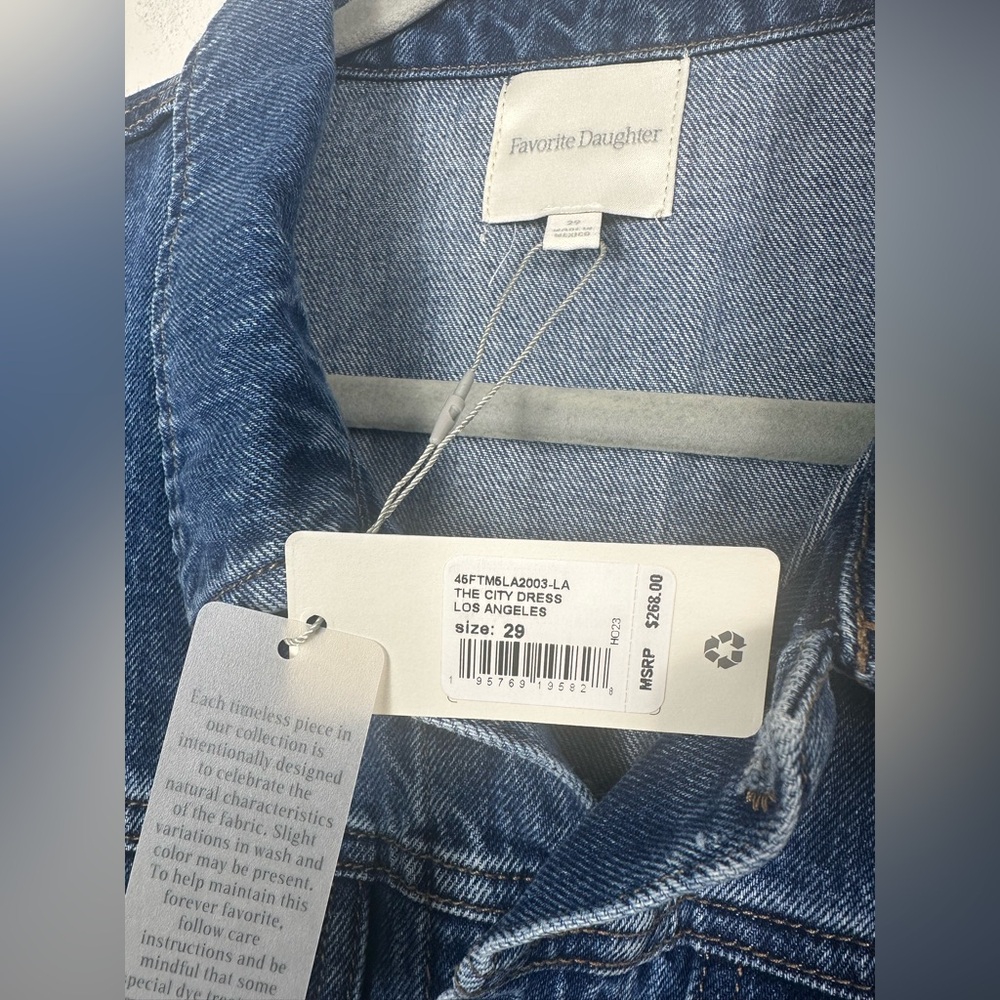 NWT Favorite Daughter The city dress blue midi denim dress size 29/8 Western - Picture 7 of 10